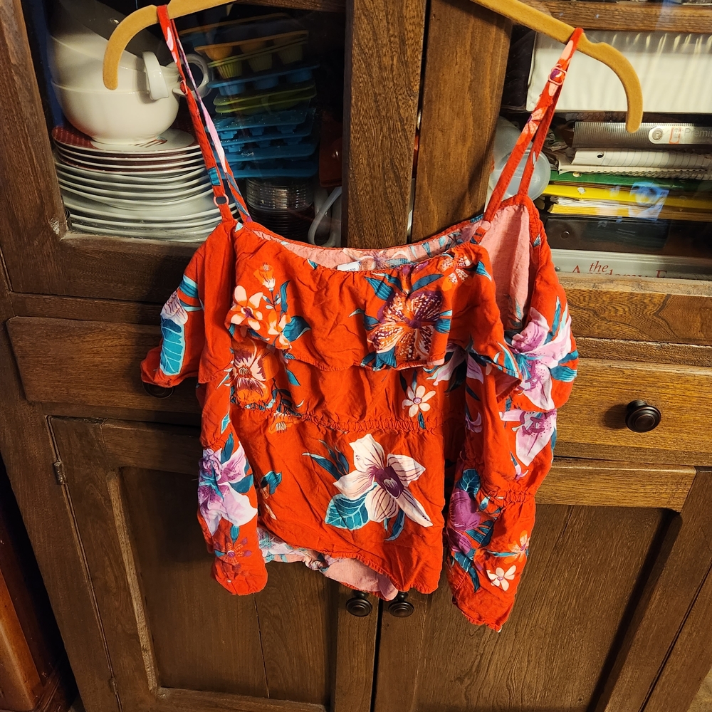 Old Navy Red Floral Tank Top